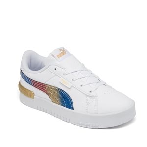 New! PUMA Girls Jada Glitter Tennis Sneakers Athletic Shoes Size 10.5 White Gold